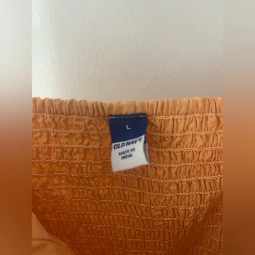 Old Navy Peach Fit & Flare Eyelet Midi Dress - Image 2