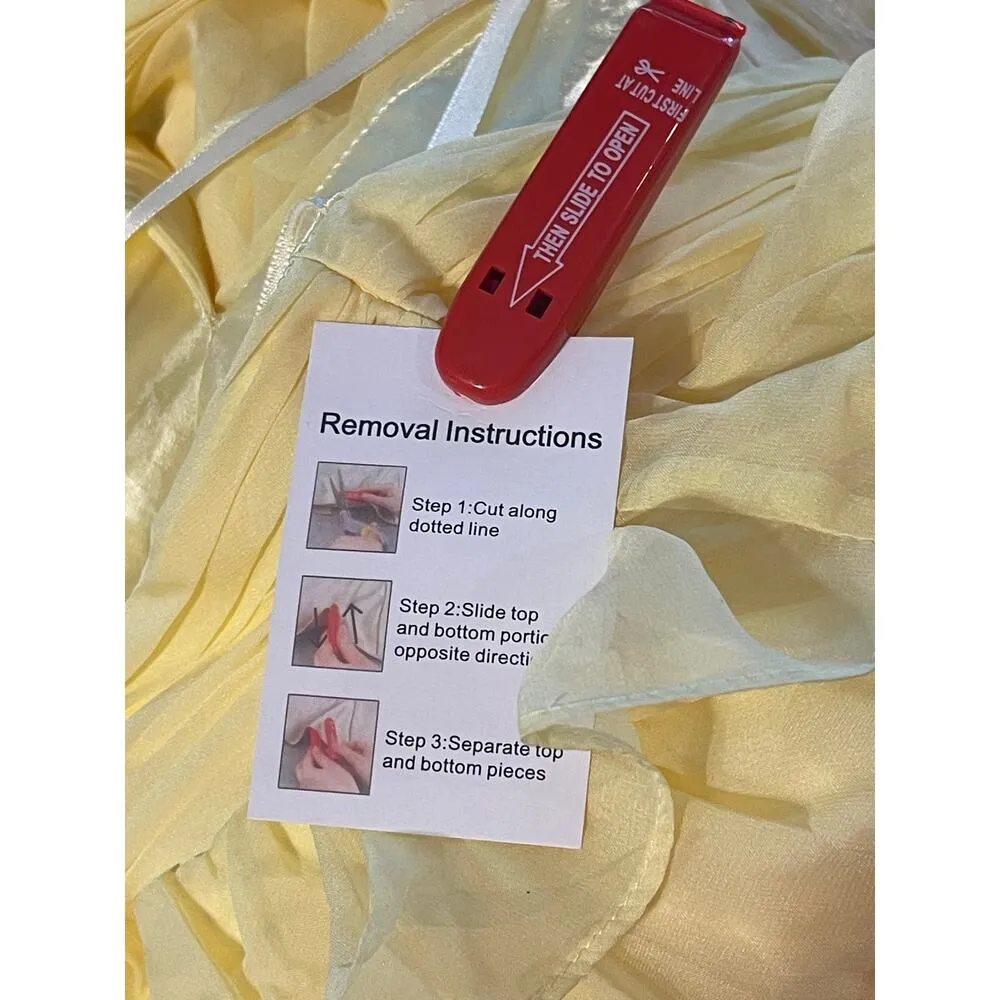 Mac Duggal NWT Size 12 Style 67988 Lemon Yellow Chiffon Layered Cut Out Ballgown - Image 8