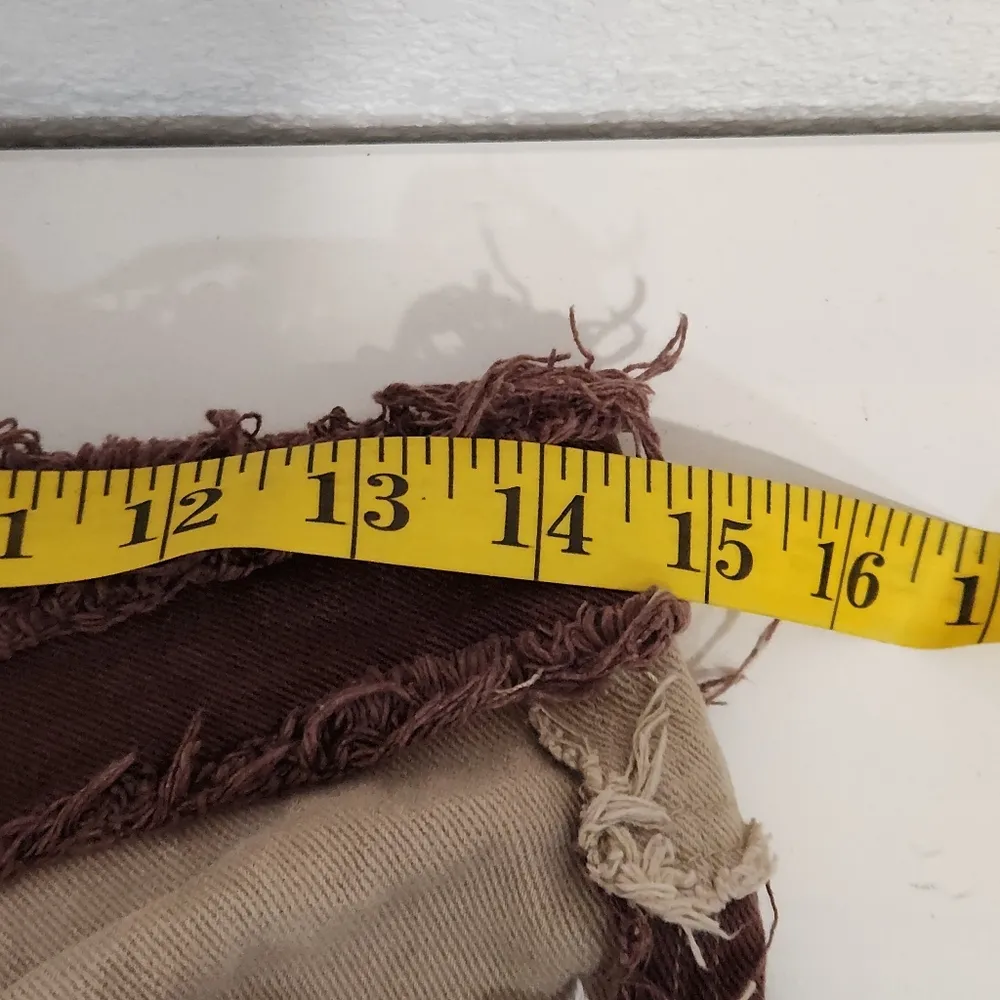 Jaded London Jeans Brown Patchwork Boho Fringe Boyfriend High Rise Sz 26W - Image 11