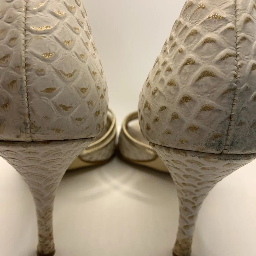 ALDO 70's Inspired Peep Toe Animal Print Embossed Heel - Image 4