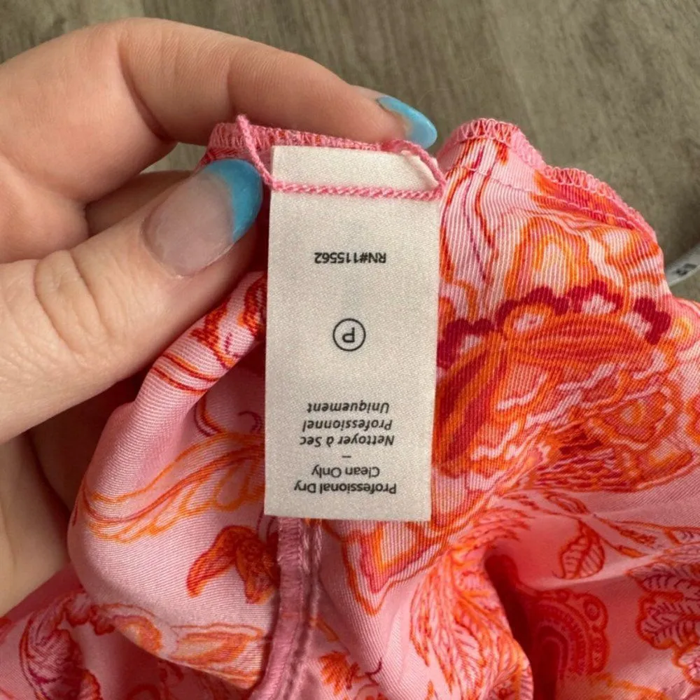 Cinq à sept peplum crop top halter pleated floral paisley pink summer preppy S - Image 9