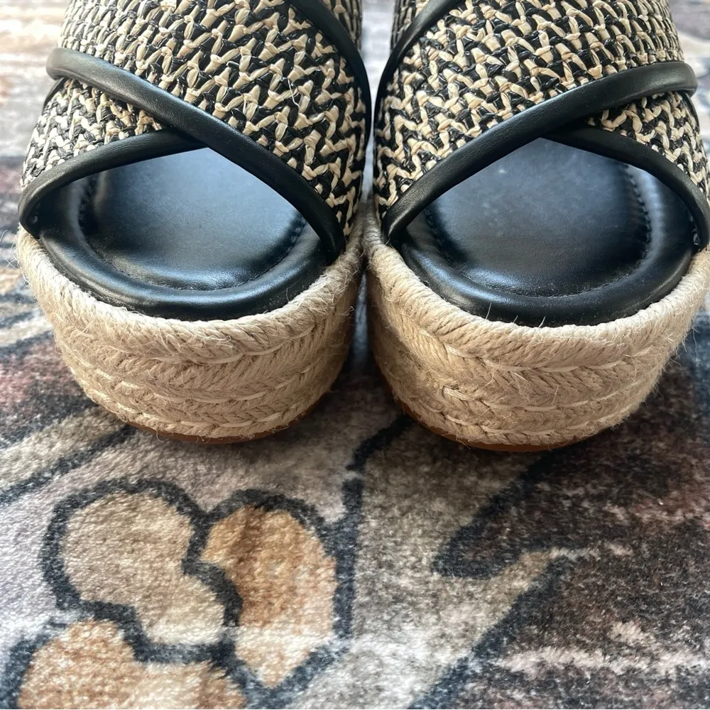 NWOT Dolce Vita Platform sandal Eldora Heels White Black Raffia Size 6 - Image 8