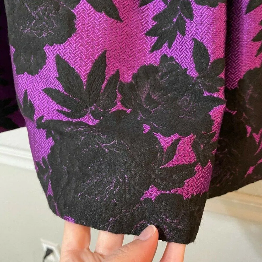 Jill Stuart Purple Floral Jacquard A Line Dress Womens 4 Sleeveless Mini Formal - Image 4