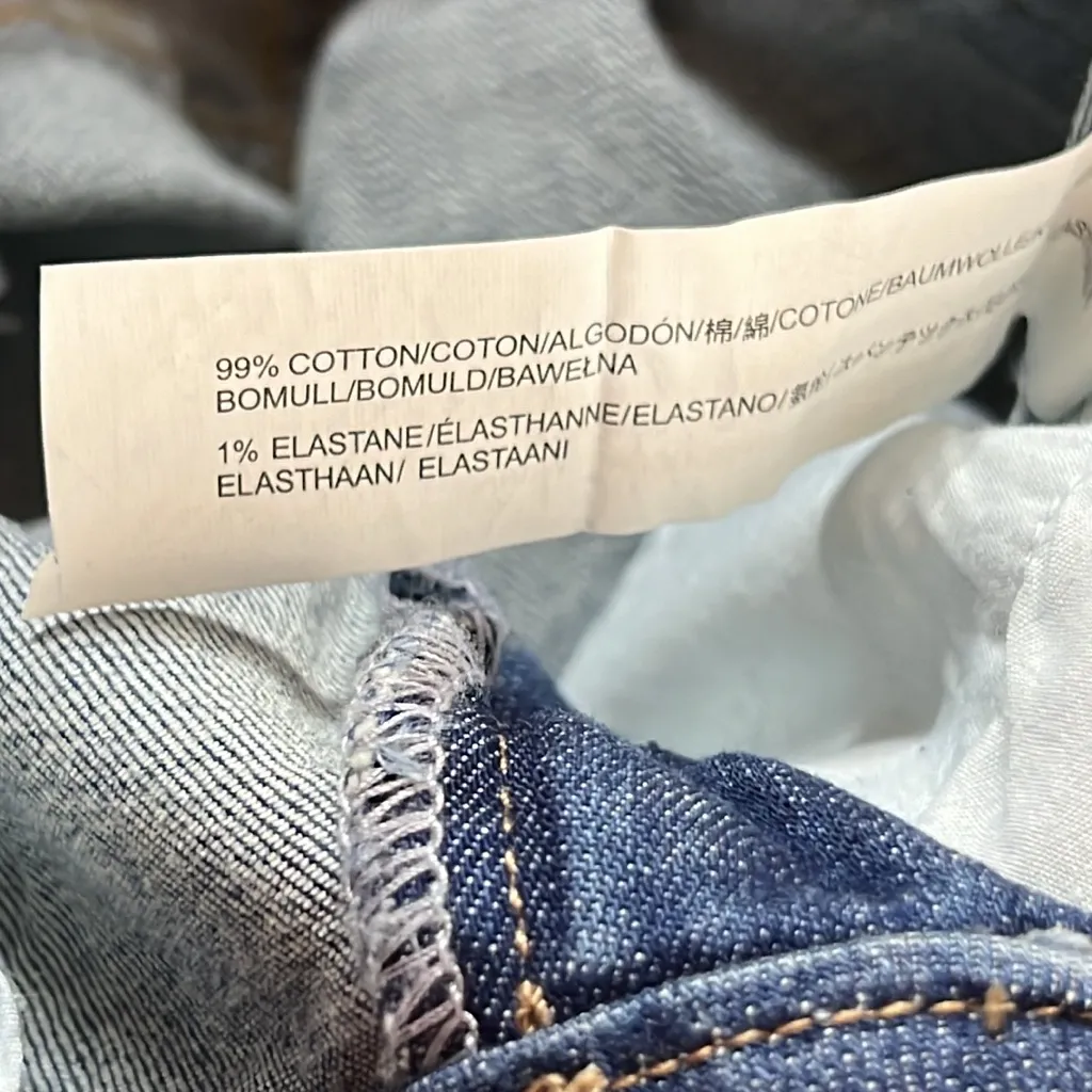 EVIDNT Los Angeles Size 28 Straight Leg Asymmetrical Cut Raw Hem Blue Denim Jean - Image 12