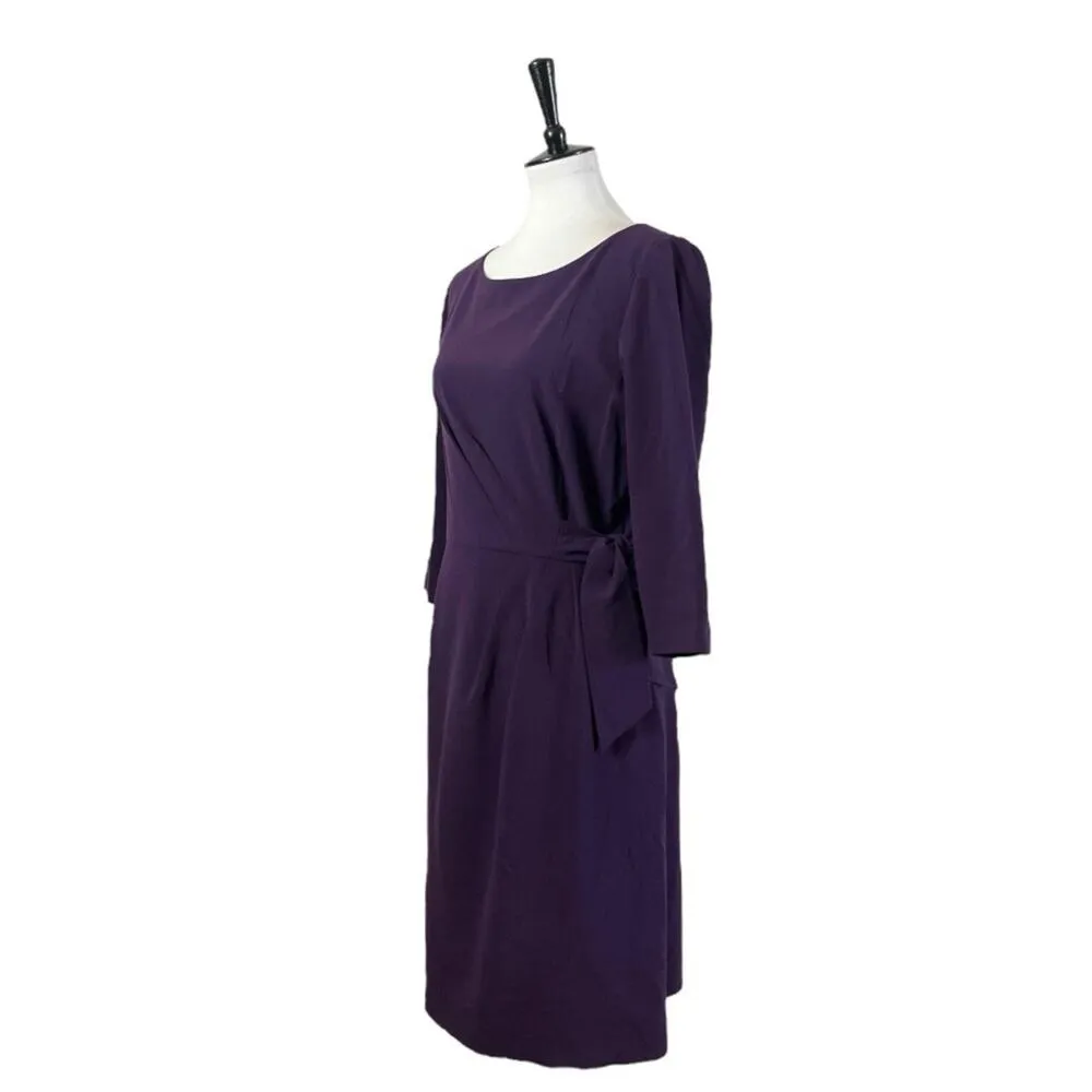 Tahari Sheath Dress Side Belt Boat Neck 3/4 Sleeves Plum Purple Women’s Size 12 - Image 5