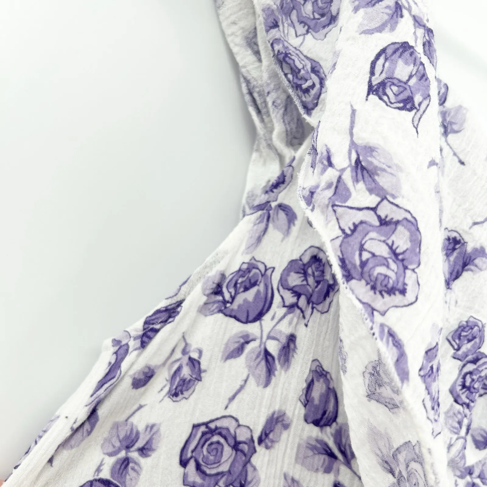 Dream of Gauze Vintage 80s Resorweart Cottagecore Off Shoulder Floral Dress‎ OS Purple Size undefined - Image 5