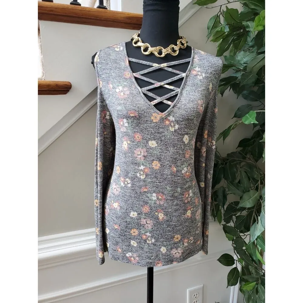 Love Fire Women Gray Floral Rayon V - Image 11