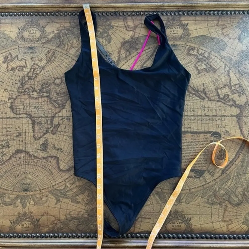 Koral Womens Black size S Thong Bodysuit Open Back Neon Strap Stretch Gym Swim - Image 80