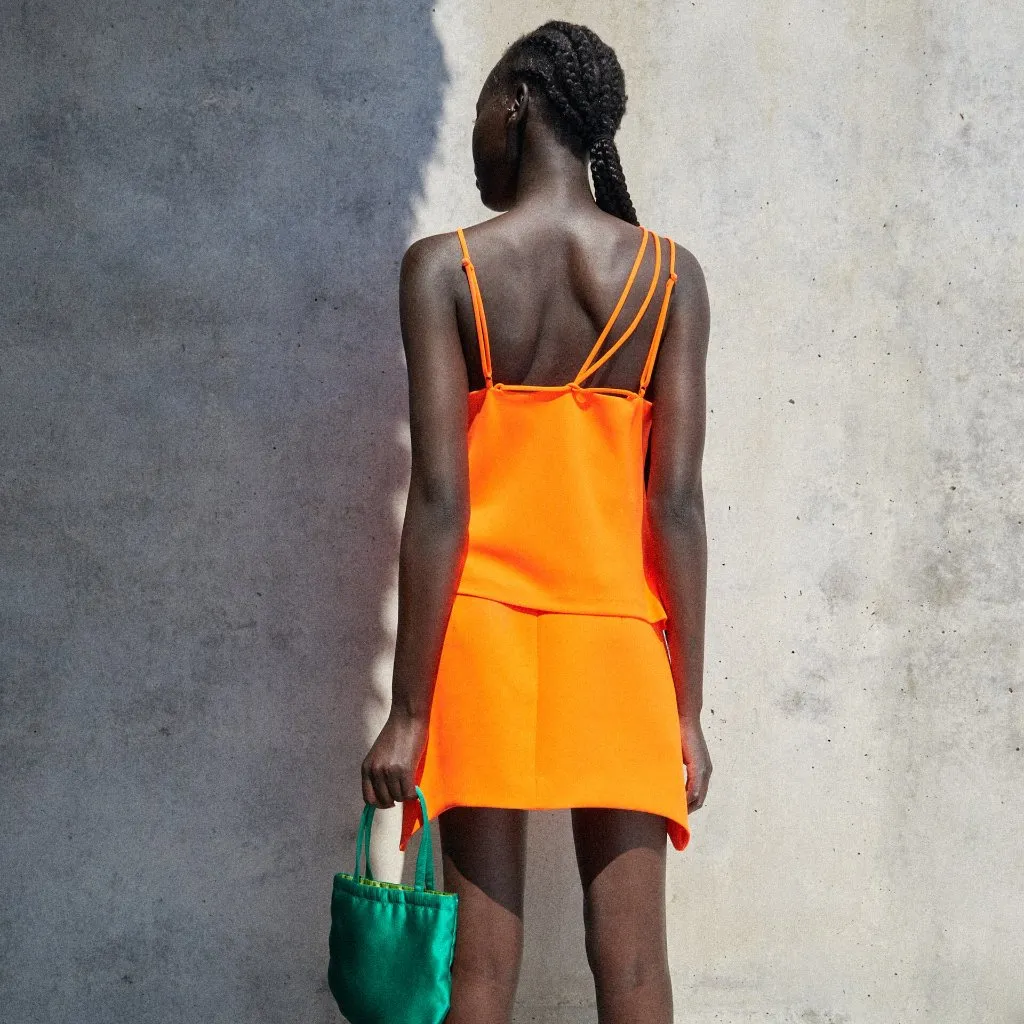 NWT ZARA BLOGGERS FAV ASYMMETRIC MINI SKIRT BRIGHT ORANGE XL - Image 5