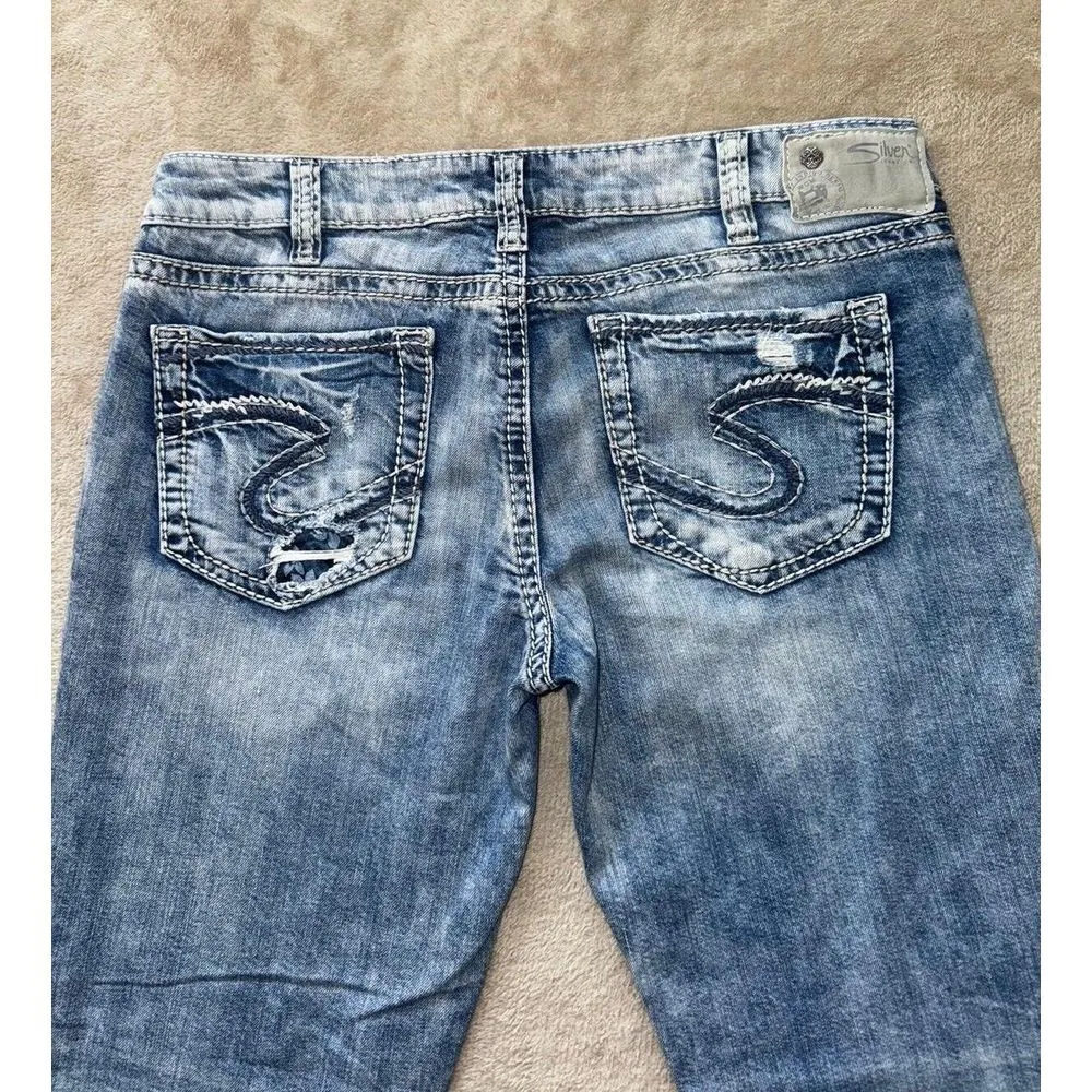 Silver Women's Aiko Ankle Skinny Mid Rise Classic‎ Stretch Blue Denim Size 30 - Image 7