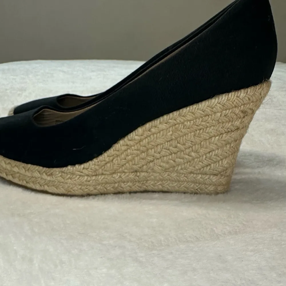 J. Crew Black Seville Espadrille Canvas Jude Wedges Size 9 - Image 7