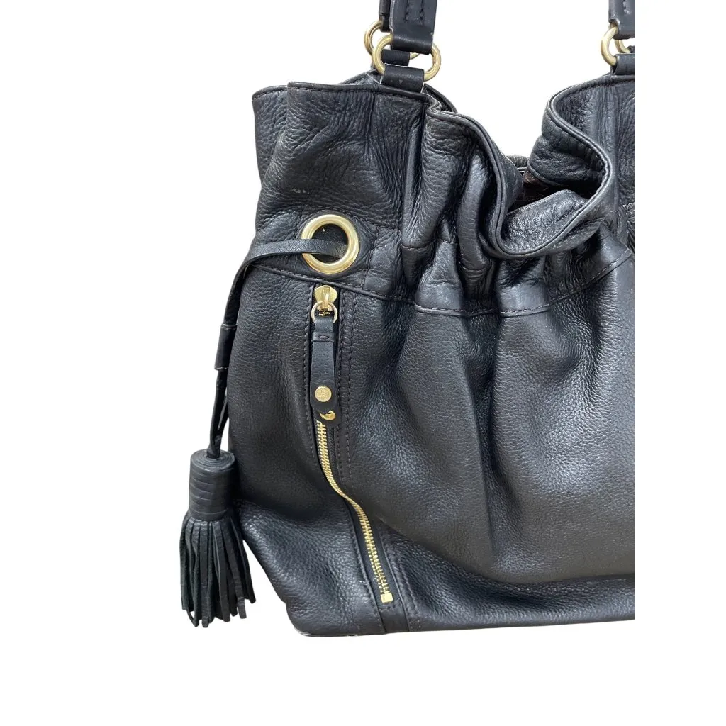 Cole Haan womans Black Pebbled Leather Tote hobo tassled Bag sz L SKU 9728 - Image 13