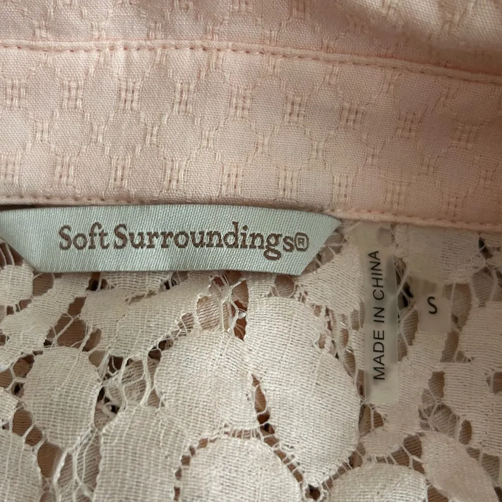 Soft Surroundings Aurelie Dip Dye Eyelet Ombre Lace Button Down Blouse Tunic S - Image 5