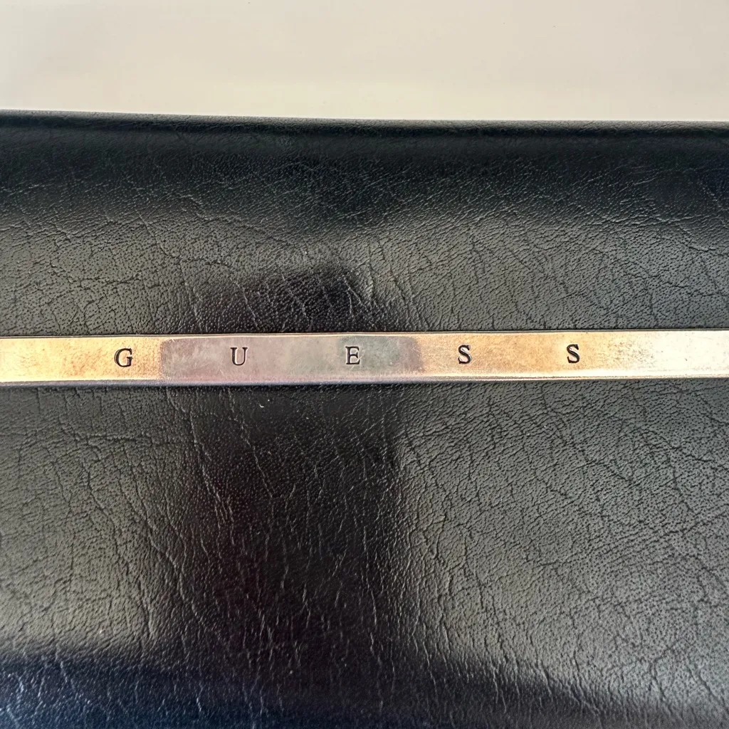 Vintage Guess Black Trifold Wallet Billfold - Image 2