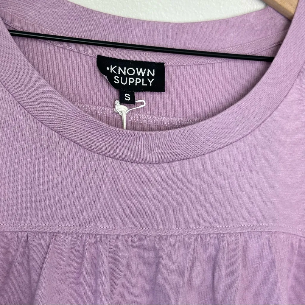 Known Supply 100% Organic Cotton Lotus Top Purple Oversized Sz S Sustainable Eco - Image 3