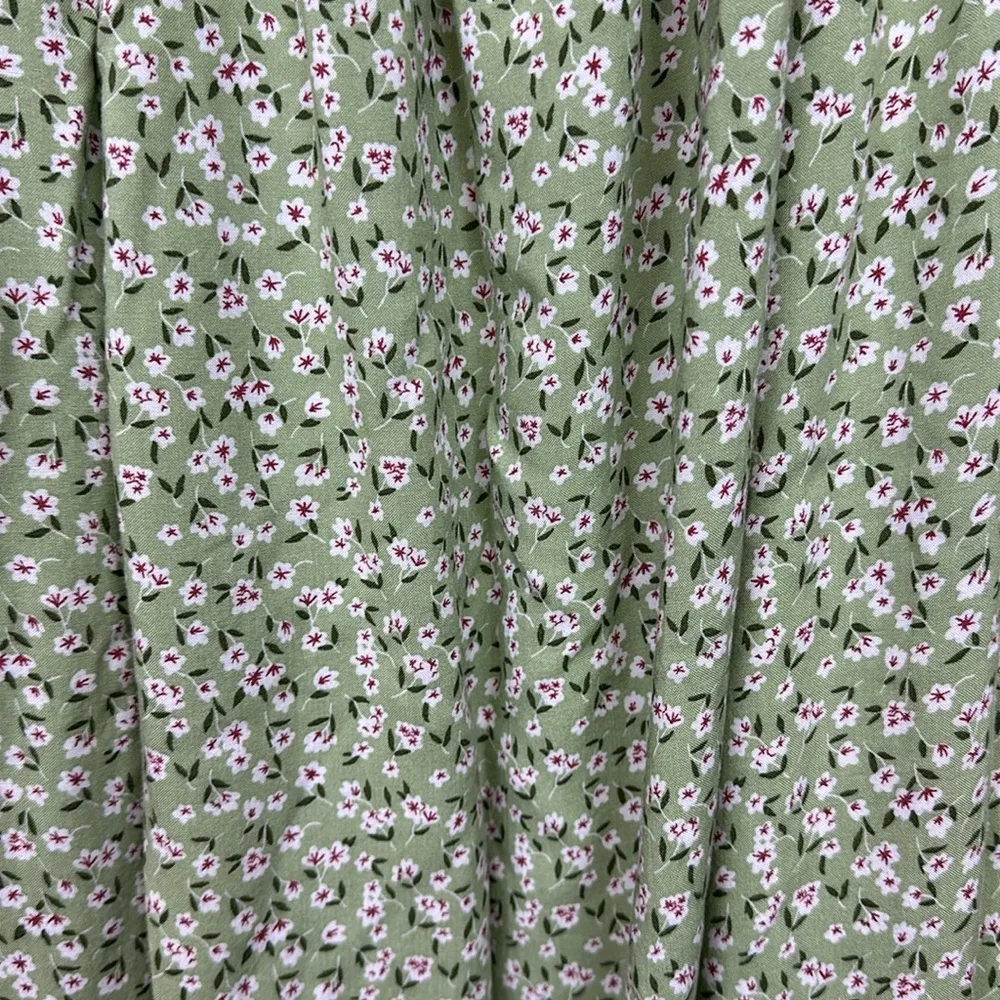 Herperus Tie Front Floral Maxi Dress Sz M Spaghettis Straps Green Multiple Size M - Image 5