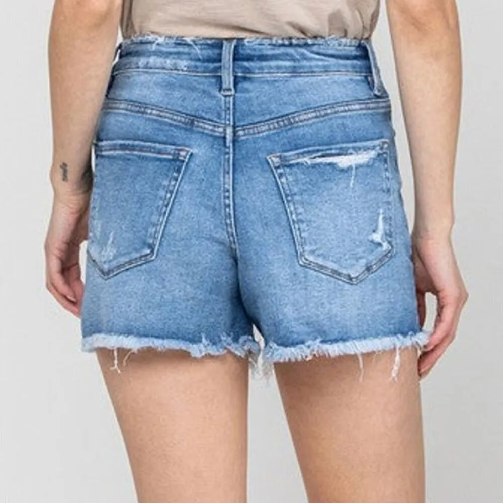 VERVET ALTAR'D STATE Super High Stretchy Mom Shorts Ripped Denim Jean Shorts S Blue - Image 3