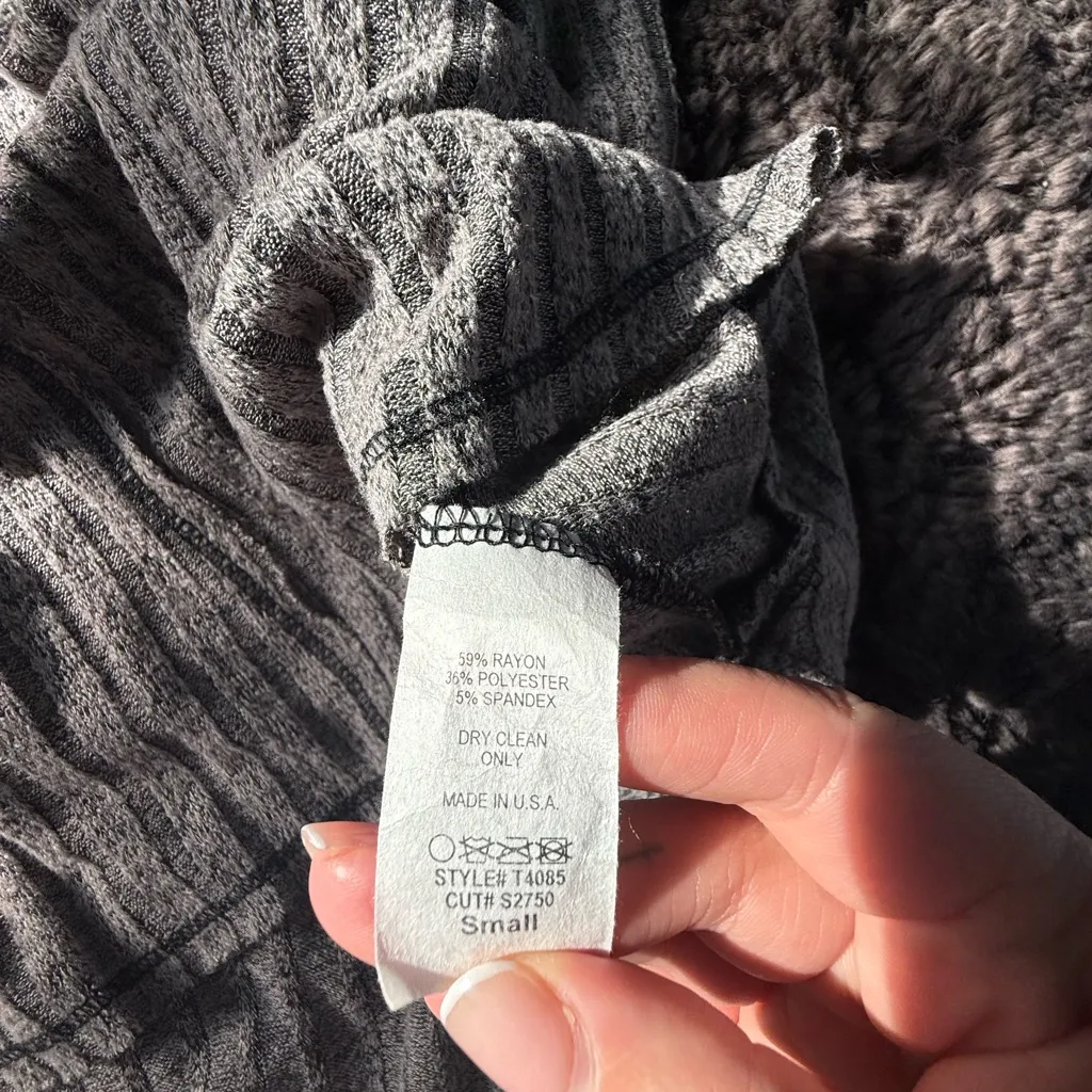 Sage Gray Ribbed Knit Cold Shoulder Long Sleeve Top - Image 7