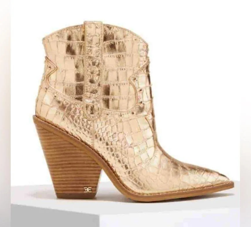 Iris Studded Western Boot in Gold - Image 5