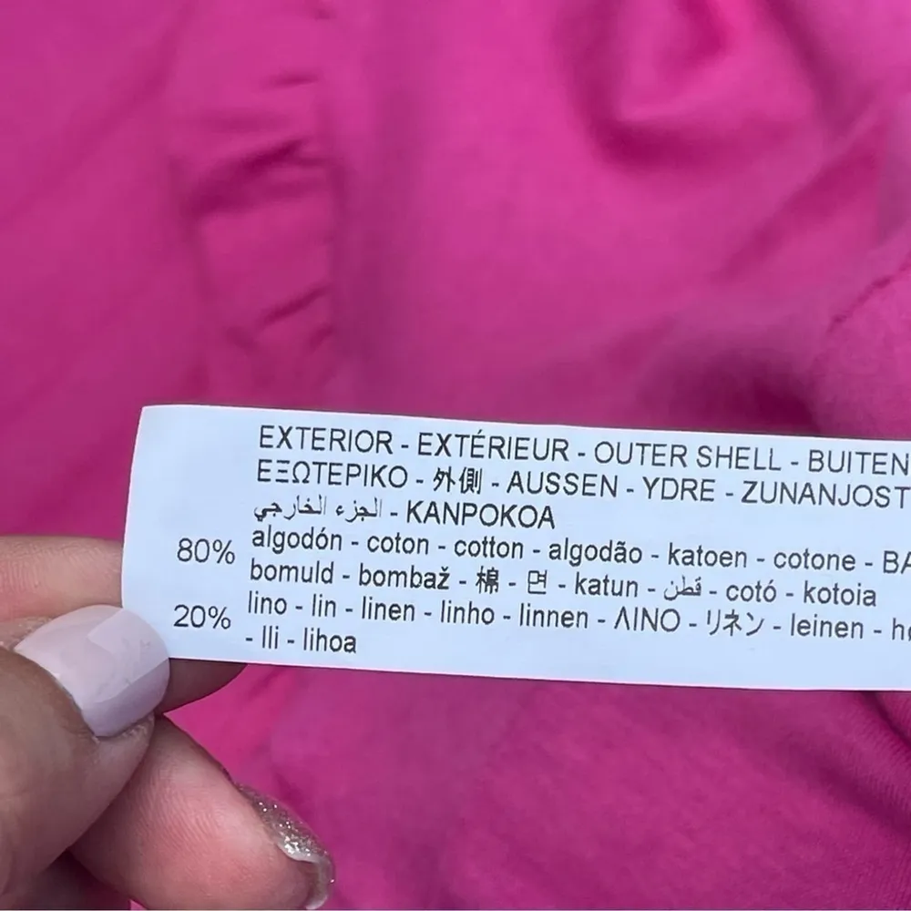 Zara Voluminous Asymmetric Bubble Skirt Dress Hot pink linen cotton Sz L - Image 7