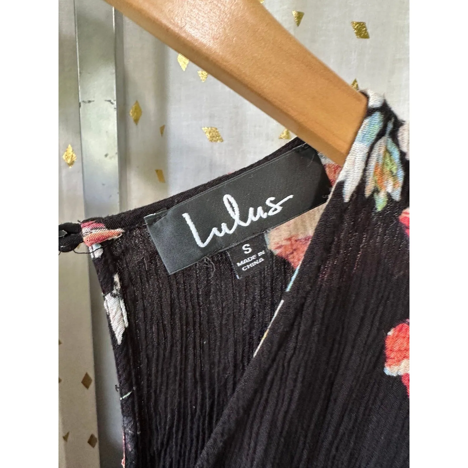 Lulus Staying Cool Black Floral Crinkle Print Culotte Side Slits Jumpsuit S - Image 8
