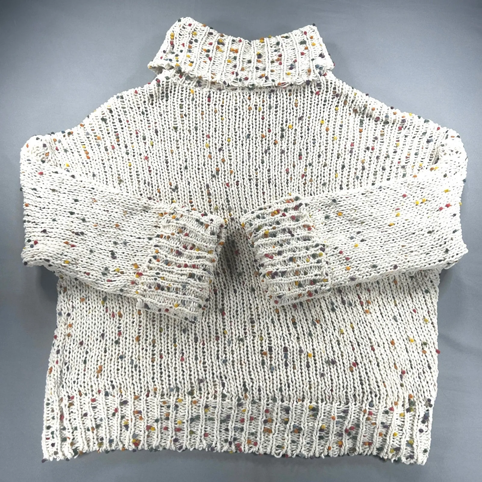 Kori America Women's Cream Confetti Knit Turtleneck Pullover Sweater M/L - Image 9