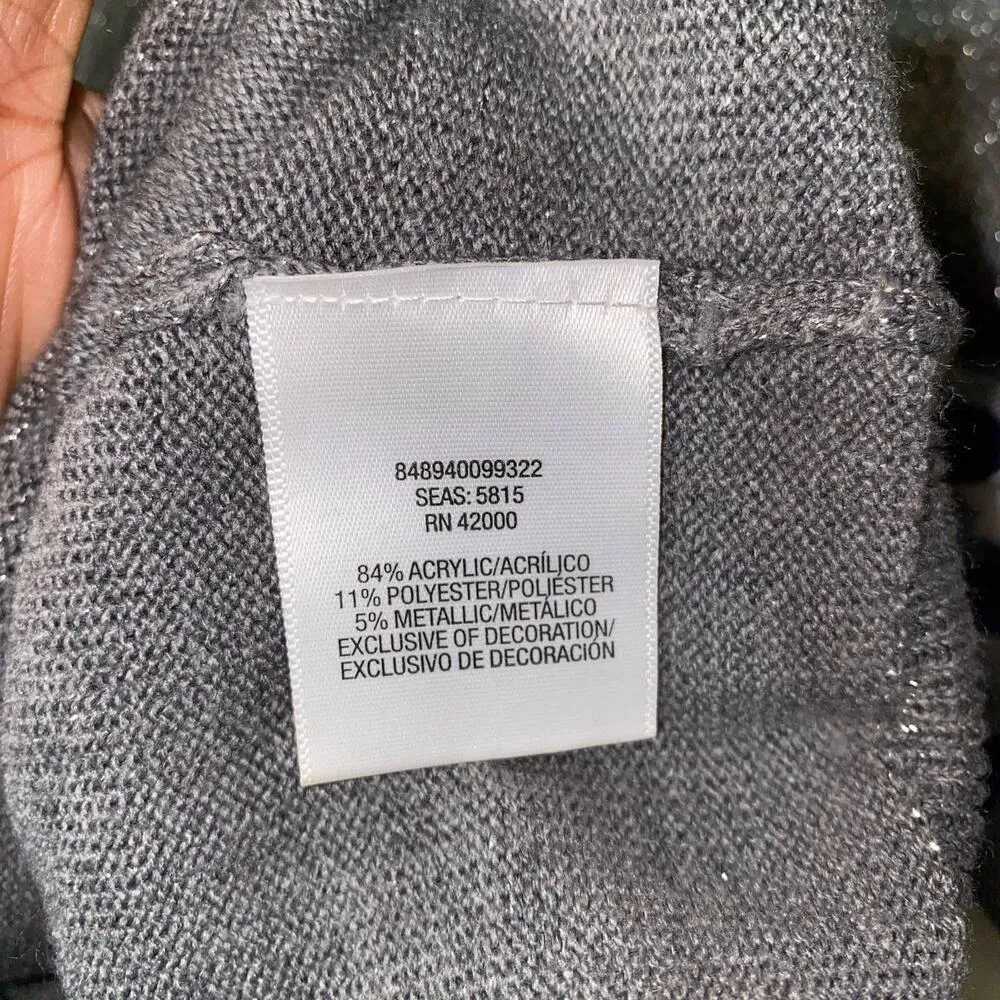 Jaclyn Smith Vintage Metallic Rhinestone Studded Embellished Sweater XL Gray - Image 7