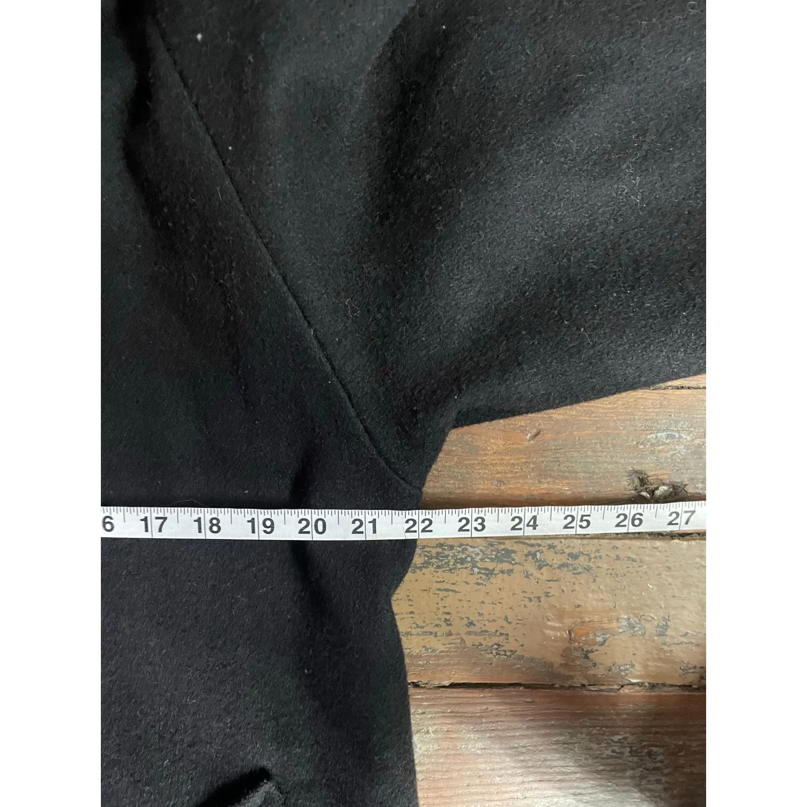 MDP Mario De Pinto Long Wool Maxi Coat Hooded Black USA Made Faux Fur Trim Size XL - Image 8