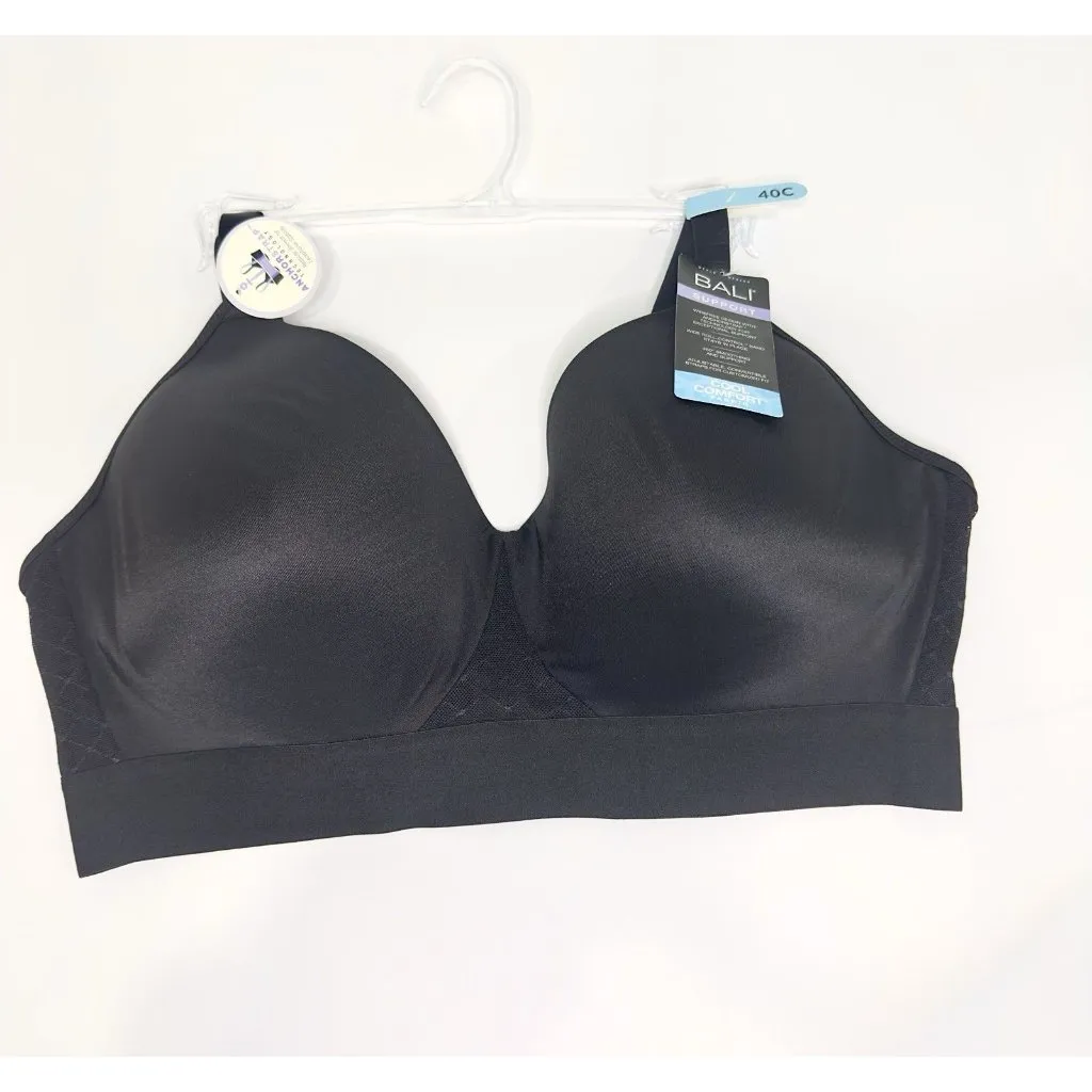 Bali Comfort Revolution Wireless Bra DF3458 Black 40C Smooth Support NWT - Image 4
