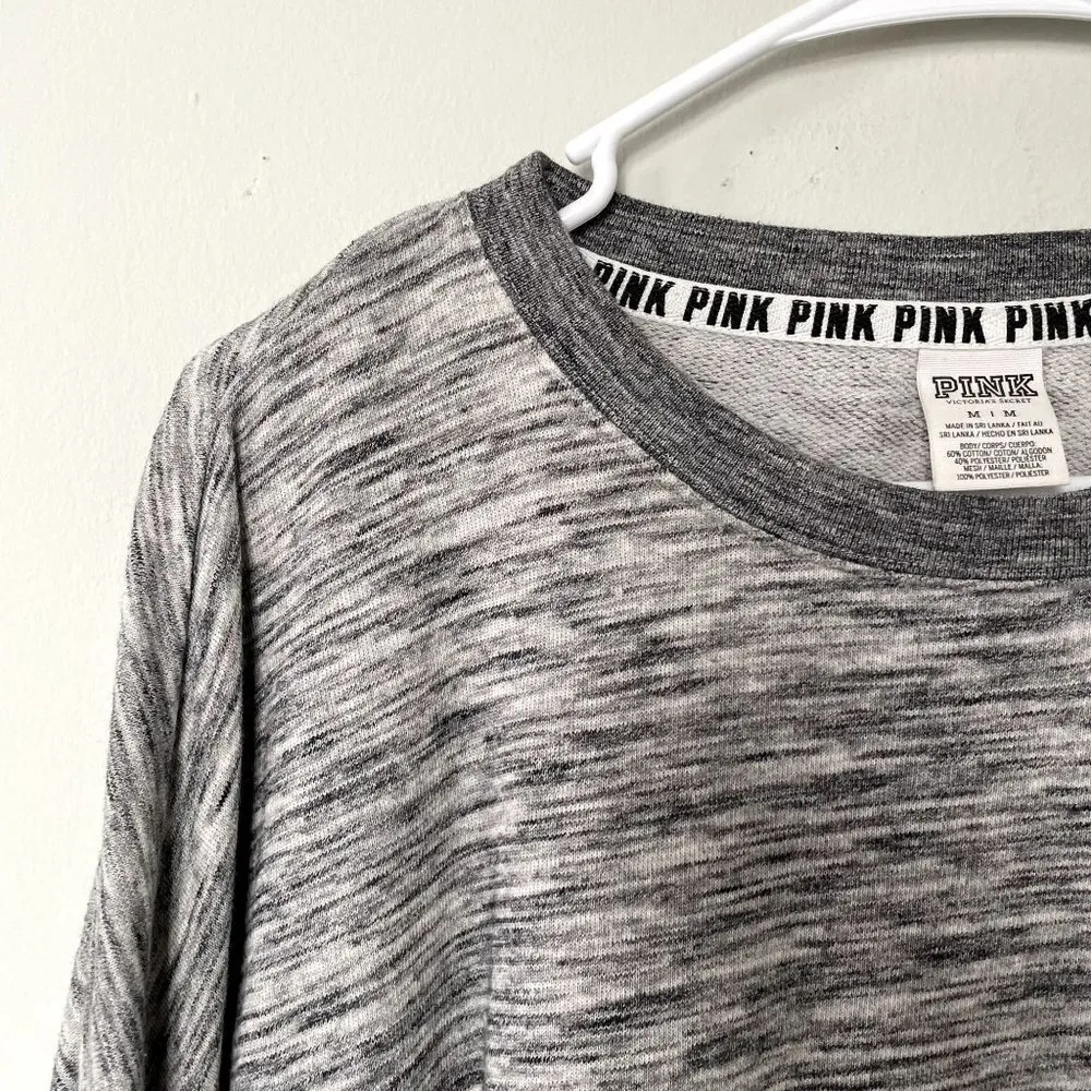 Victoria's Secret PINK gray neon pink crewneck sweater casual women size medium - Image 2