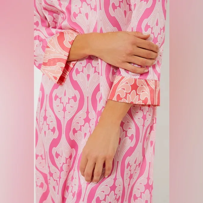 HYACINTH HOUSE TUCKERNUCK Women’s Pink Printed Contrast Trim HAYES Dress L Size L - Image 4