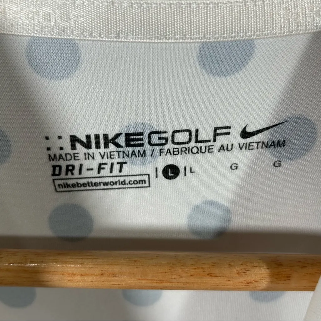 Nike Golf Women’s Large Sleeveless Polo Dri-Fit Polka Dot White Navy - Image 3