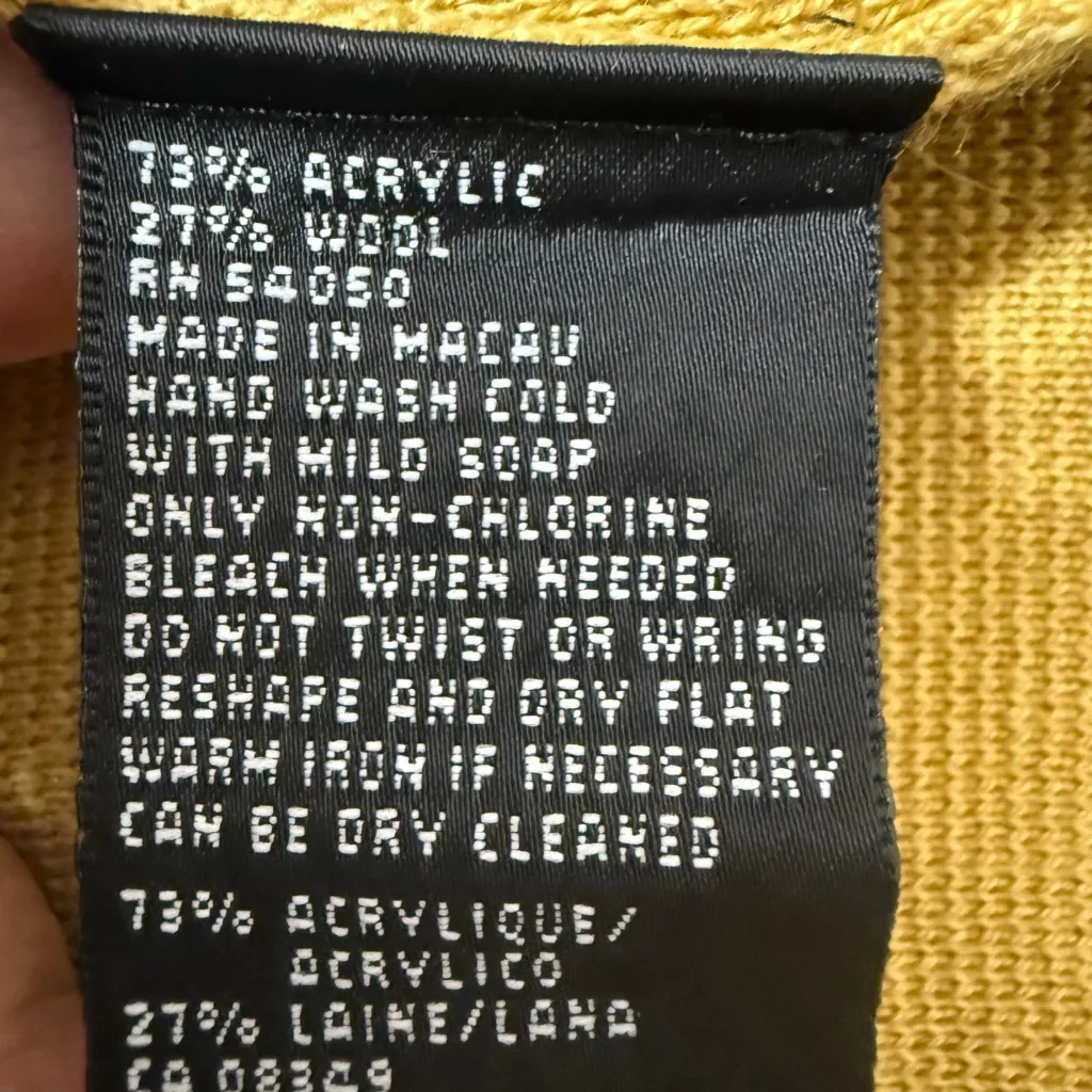 Kasper Mustard Yellow Wool Blend Cardigan Jacket S Leaf Buttons - Image 8