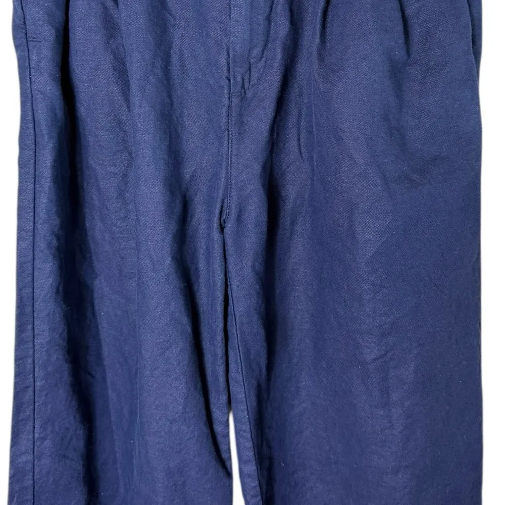 GAP Women’s Sz 2 High Rise Pleated LINEN Wide-Leg BOHO Trouser Navy Blue Pants - Image 8