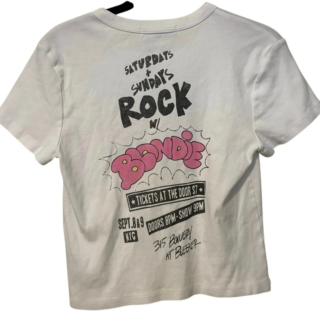 Revolve Daydreamer 100% Cotton White Blondie Live Concert Cropped Tee Size Small - Image 5