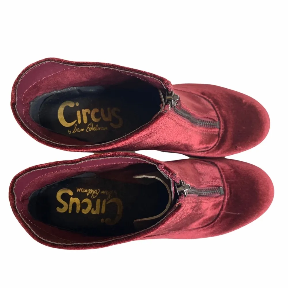 new Circus Sam Edelman ❁ Vanessa Zipper Velvet Ankle Boots Booties ❁ Burgundy - Image 6