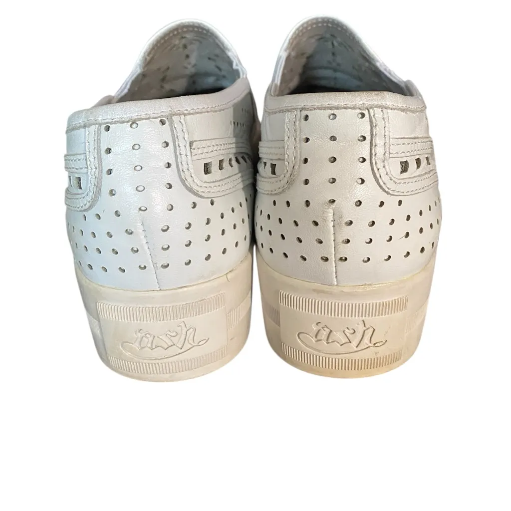 Ash Kingston White Leather Perforated Slip On Platform Sneaker size 8 38 - Image 6