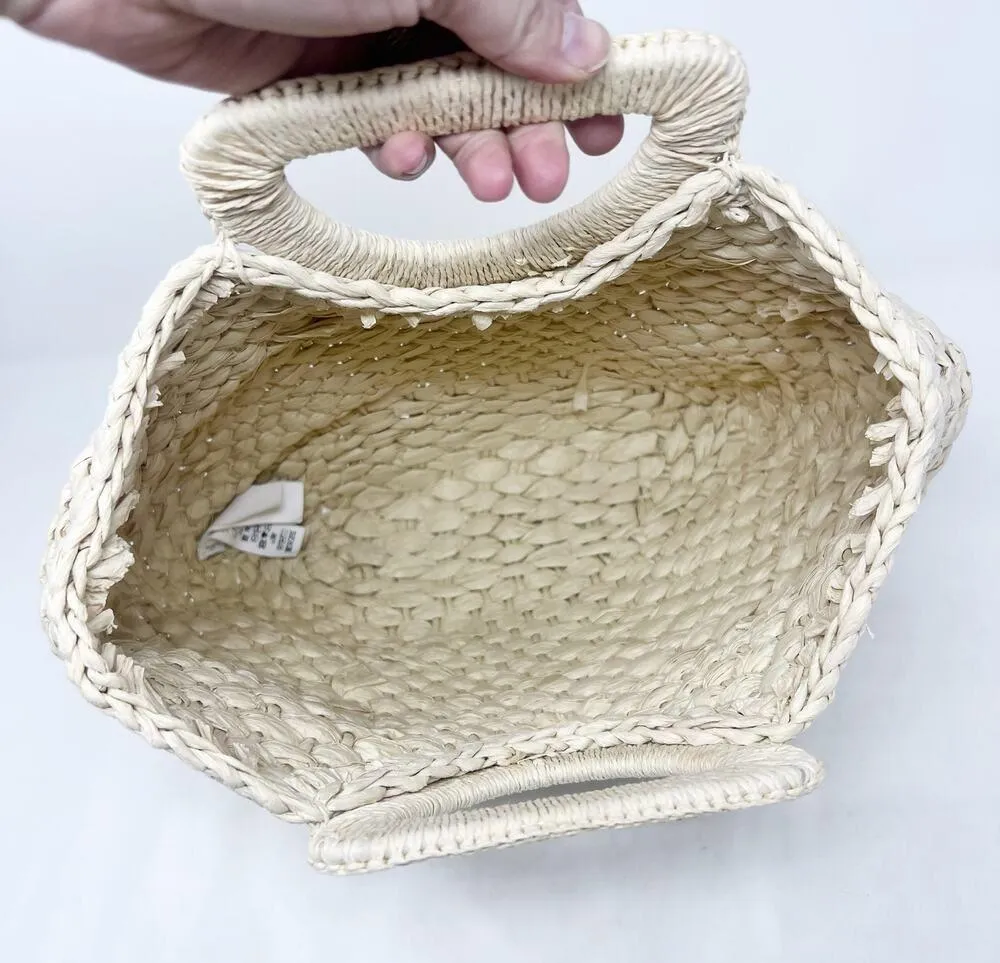 [Billabong] Natural Tan Straw Seaside Woven Top Handle Bag Beach Vacation Summer - Image 5