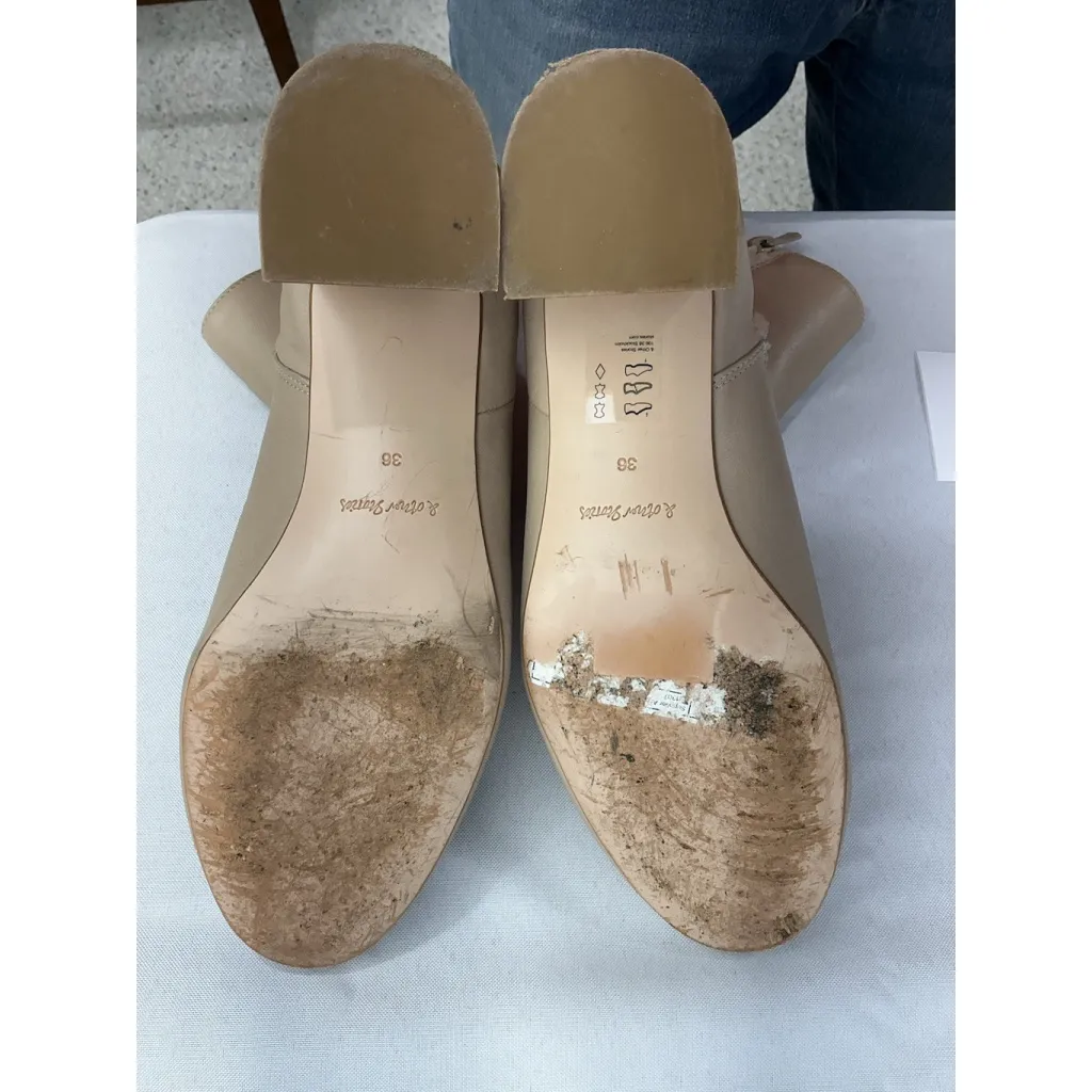 Womans & Other Stories Ankle Boots 5.5/6 Nude Zip Block Heel - Image 8