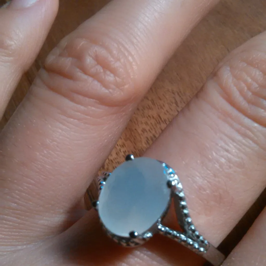 Sri Lankan Silver Moonstone Split Shank Stainless Steel Ring (Size 9) - Image 15