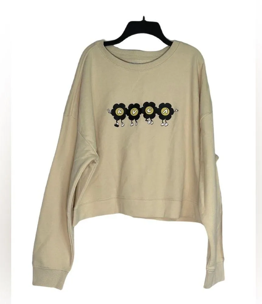 NEW RVCA March Crewneck Sweatshirt Tan Size XL NWT - Image 2