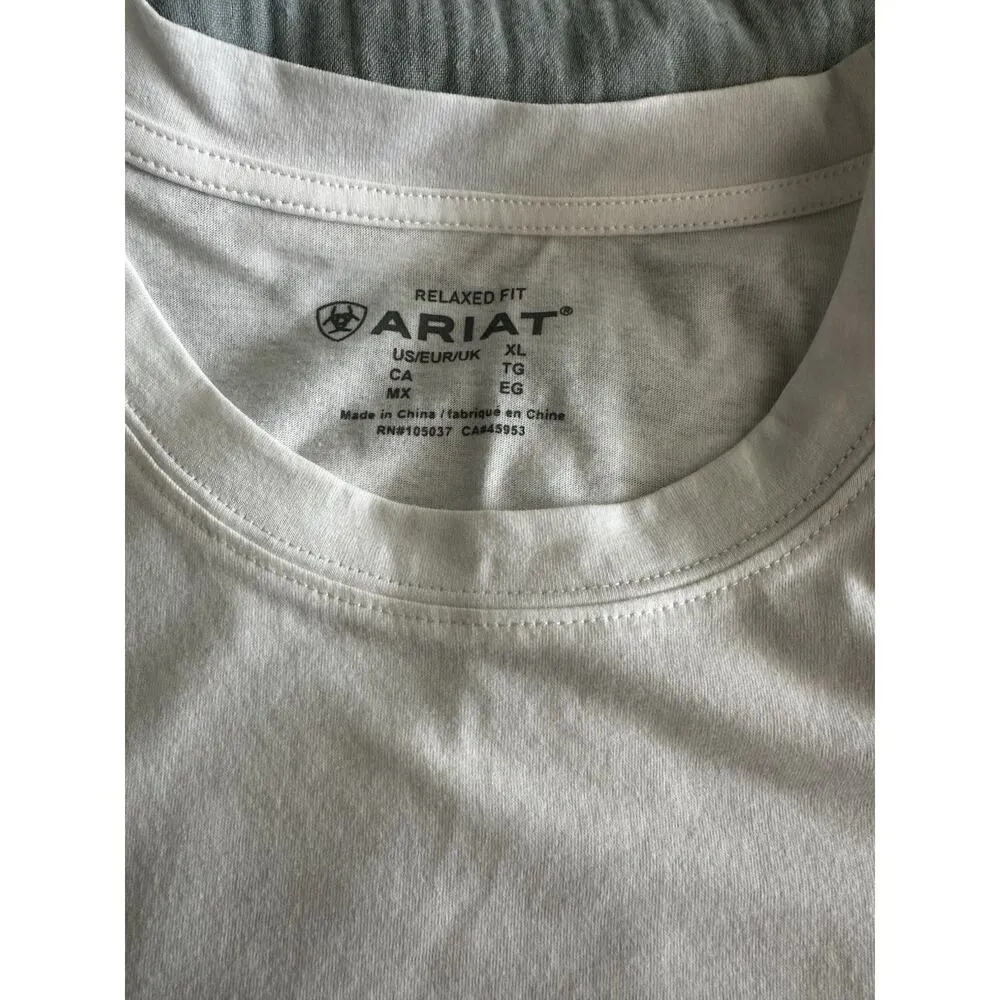 New Ariat Women's Fiesta Life White Tee Shirt Short Sleeve Casual Graphic XL NWT - Image 5