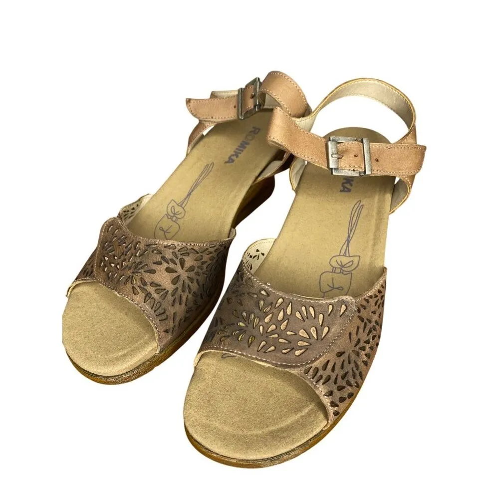 Romika Nevis 05 Womens Leather Wedge Sandals Size 42 / 11 comfort padded insole Brown - Image 2