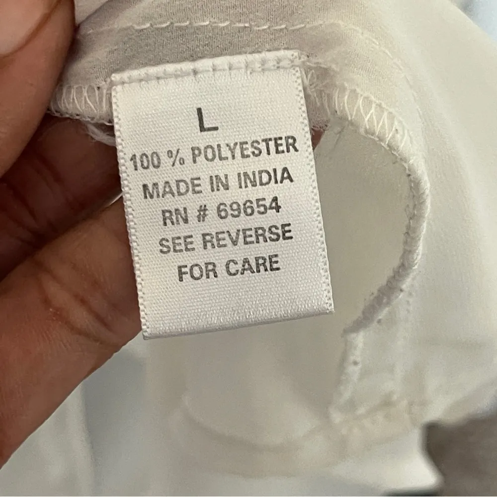 CHARMING CHARLIE | White Sheer Lace Panel Button Down Blouse Sz L - Image 8