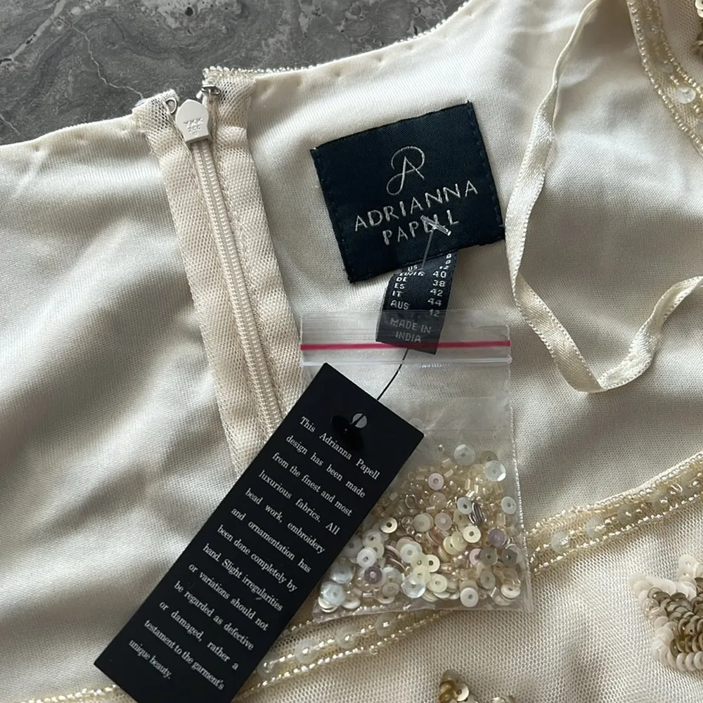 NWT Adrianna Papell Beaded Long Dress, Sand Shell Size 8 New w/Tag Retail $279 - Image 7