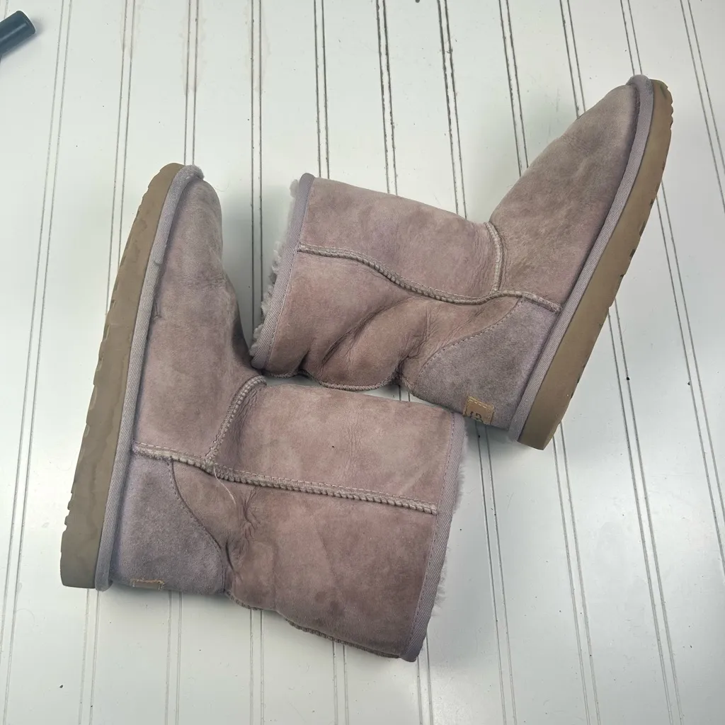 UGG AUSTRALIA Classic Short Purple Suede Boots Sheepskin Women’s Size 7 - Image 10