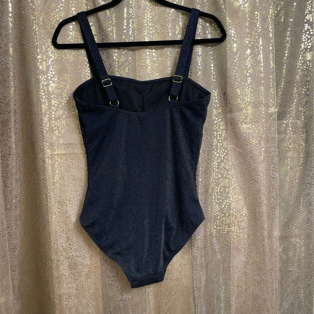 Black sweetheart neckline sparkly  swimsuit bodysuit, M NWOT - Image 2
