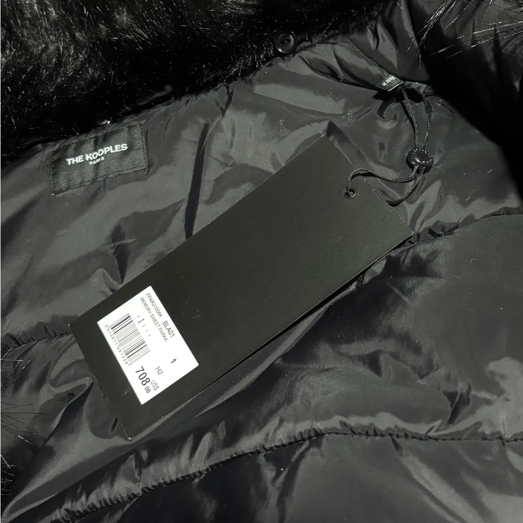 NWT The Kooples Memory Sweet Black Hooded Faux Fur Parka Women’s Size Small - Image 13