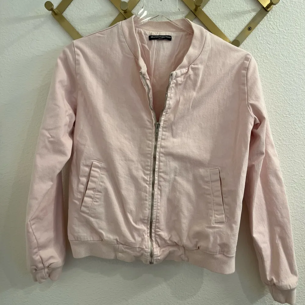 Brandy Melville Kasey Bomber Jacket Pink One Size - Image 5
