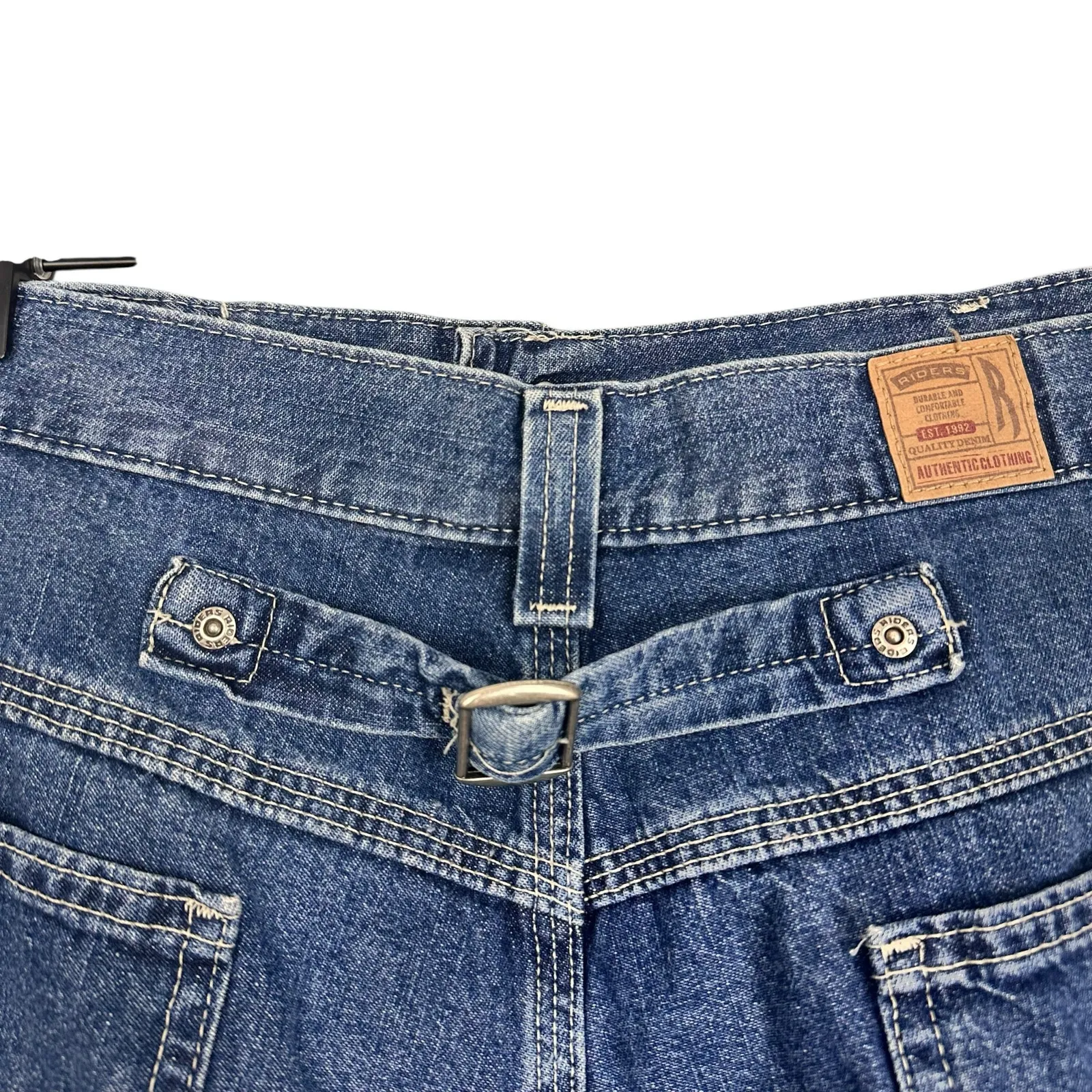 Vintage 90s Riders Ridig Medium Wash Denim Asymmetric Skirt Sz 34 Waist - Image 6